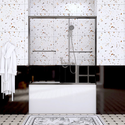Porte de douche coulissante double en aluminium