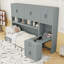 Lit escamotable simple en bois avec tablettes de rangement, garde-robe et bureau-1252664777