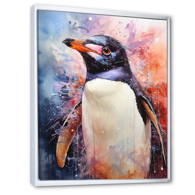 Penguins Antarctique élégance sur toile, H 32 po x l 24 po x P 1 po, Cadre flottant blanc