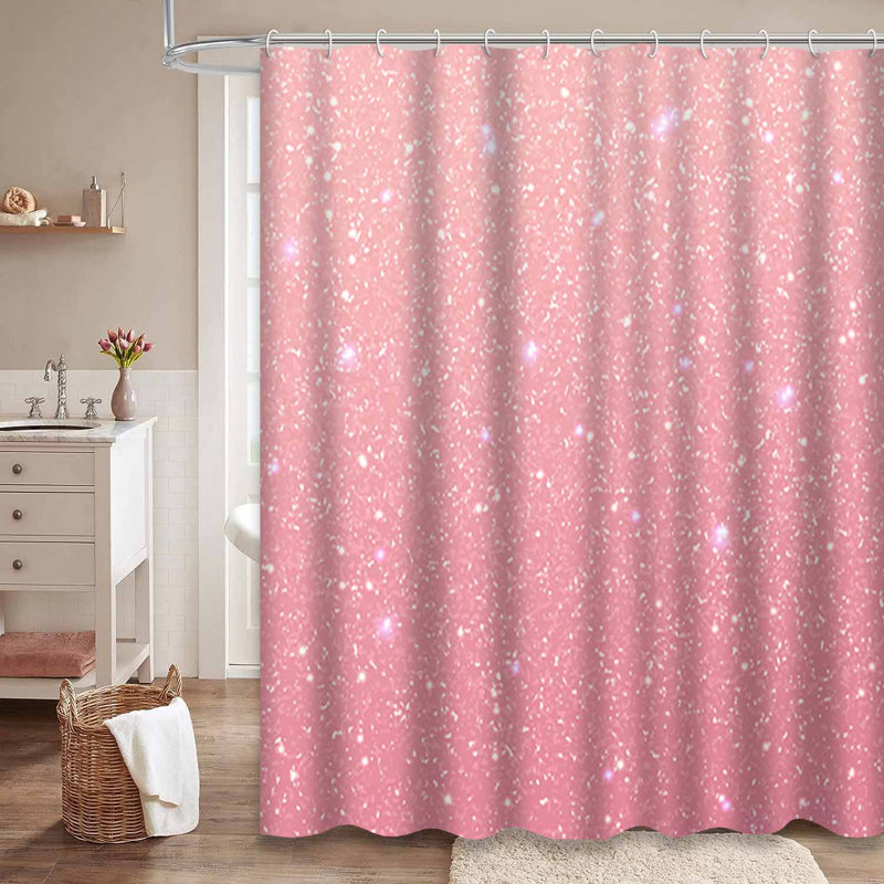 Rideau de douche rose avec 12 crochets, L 72 po x l 72 po