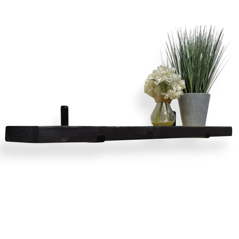 Unique Wood Bracket Shelf, 4.5cm H x 100cm W x 15cm D, Black