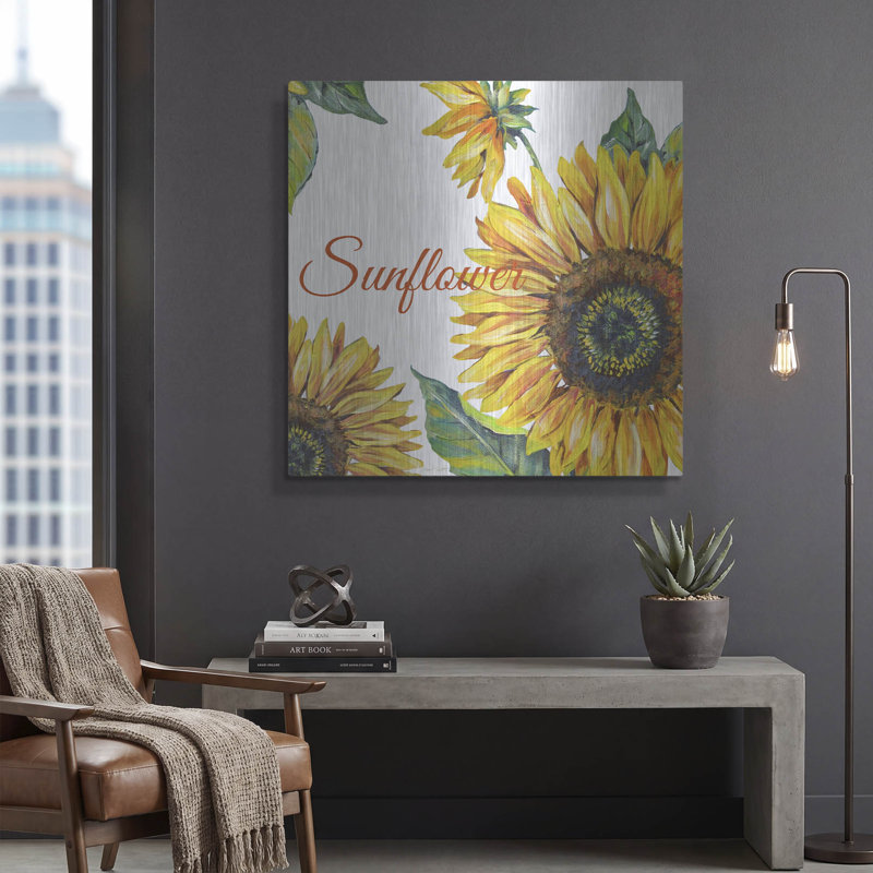  «Sunflower» par Jean Plout, art mural en métal, 36 po x 36 po, 36 po x 36 po