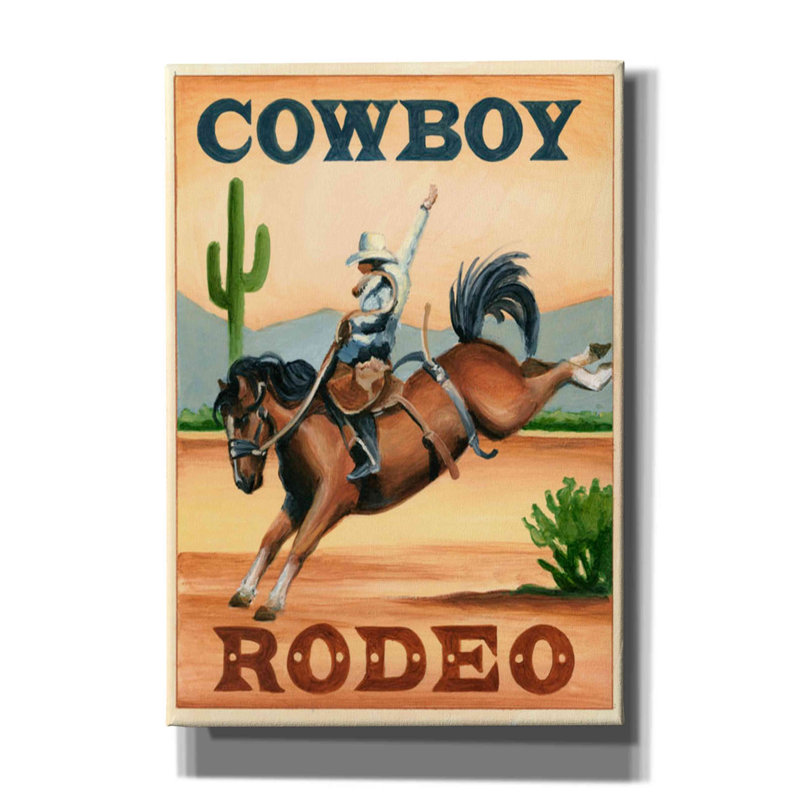 «Cowboy Rodeo» par Ethan Harper, art mural sur toile, H 26 po x l 18 po x P 0,75 po
