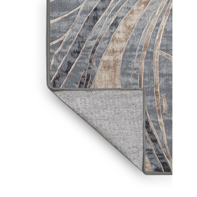 Machine Washable Gray Area Rug, Square 3'