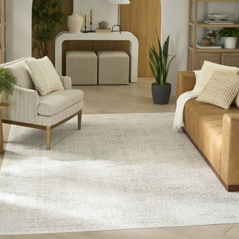 Tapis d'intérieur gris Nourison Grace 5 pi 3 po x 7 pi 3 po, Rectangle 5 pi 3 po x 7 pi 3 po