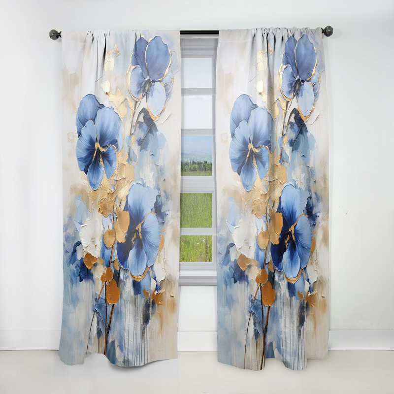 Bouquet I Amaker Minimalisme Pansy Radiance I - rideau en velours traditionnel - 1 panneau, L 52 po x L 63 po