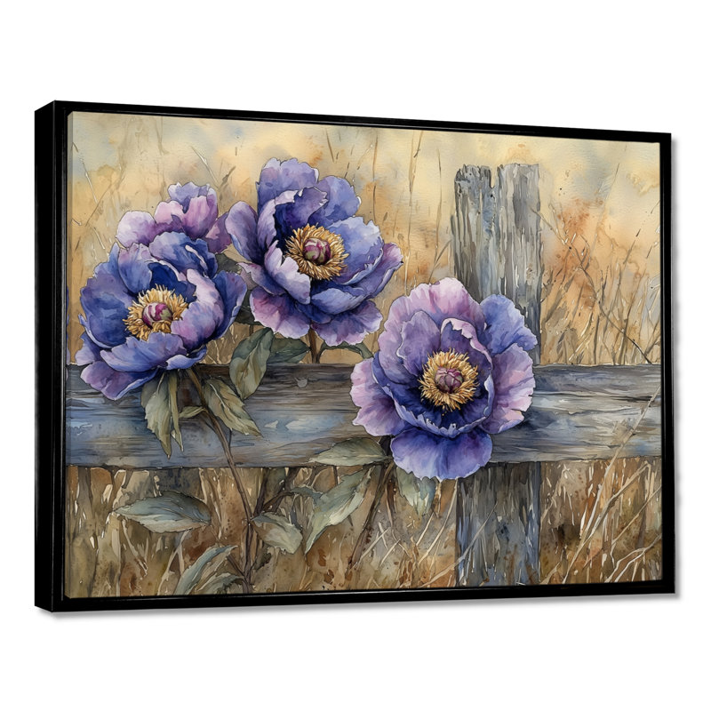 Jacoline - Floral Oversized Canvas Prints, Noir, H 12 po x l 20 po, Impression encadrée flottante