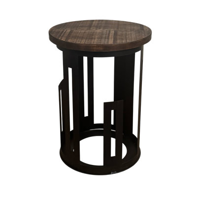 Black/Rough Stain Mission Style Cylinder End Table