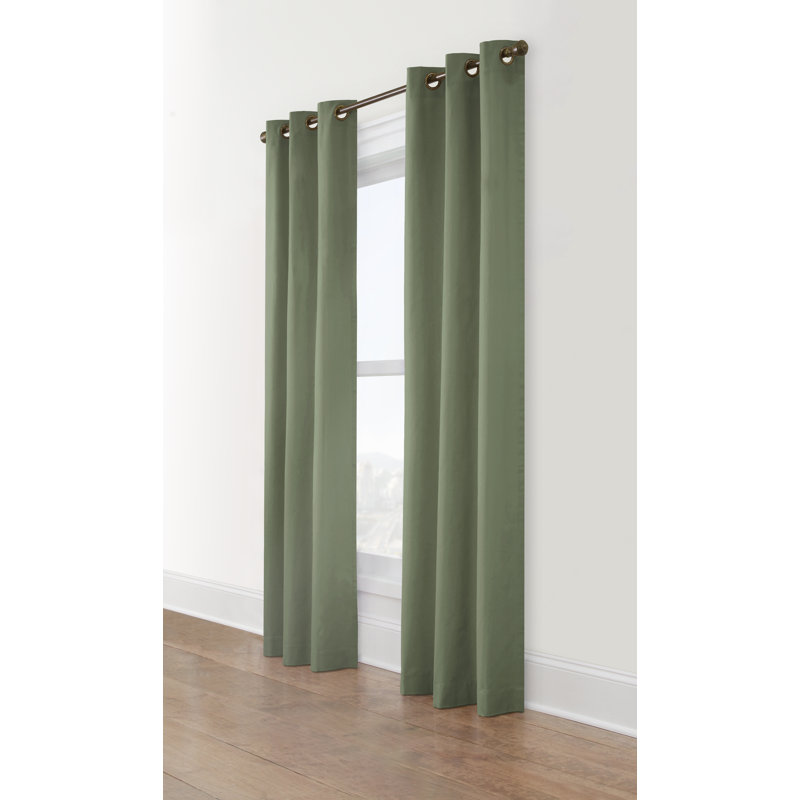 Mcgowen 100% Cotton Solid Room Darkening Thermal Grommet Curtain Panels, 40" W x 72" L, Sage