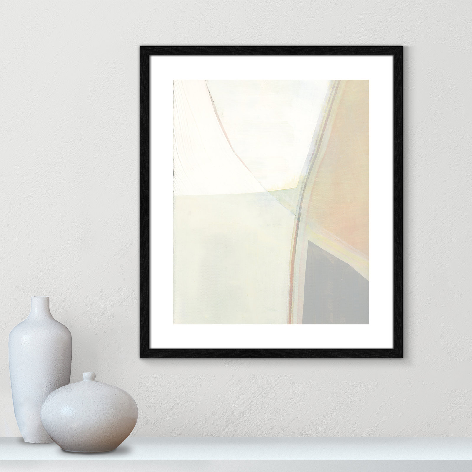 Alexandria "In Neutral II" Painting by Cartissi, Black Wood Framed Paper, 25.5" H x 21.5" W x 0.75" D