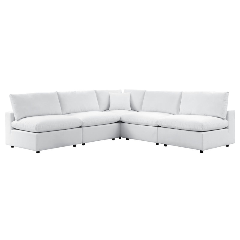 Modway Commix 5-Piece Sunbrella Outdoor Patio Armless Sectional Sofa, White Sunbrella®