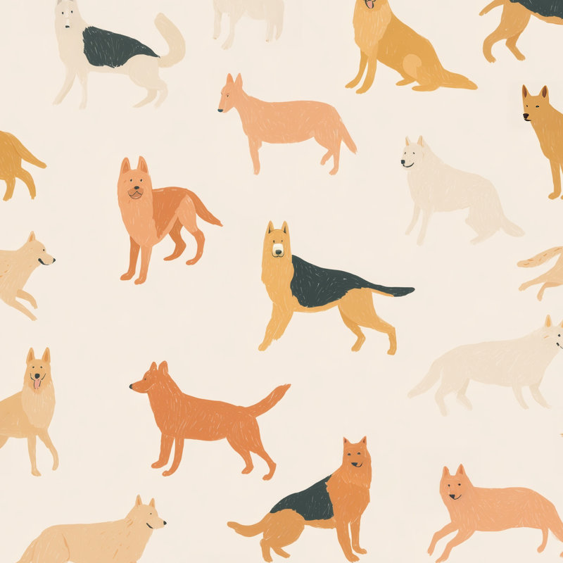 Papier peint amovible avec imprimé animal Whimsical Dogs