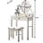 Silver Vanity Table And Stool - Wood Material, 3 Storage Drawers, Adjustable Mirror  Personal Care Makeup Stool, Drawer Storage, Beauty-1733908637