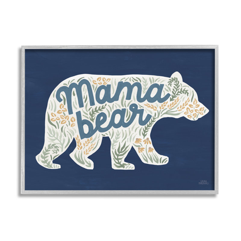 «Stupell Industries Blue Mama Bear Botanicals», art mural sur toile par Laura Marshall, H 24 po x l 30 po x P 1,5 po