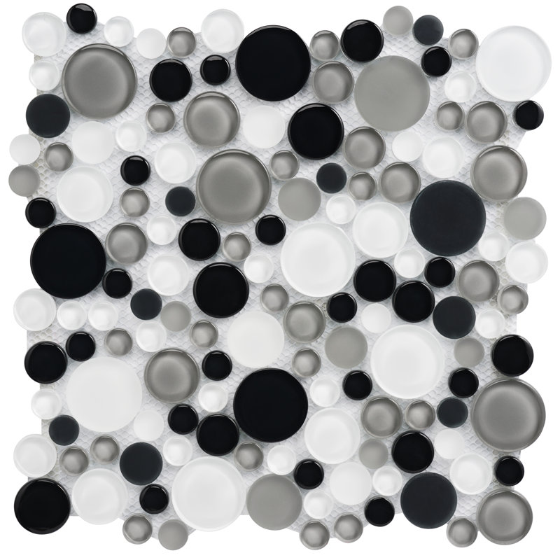 Bubble Glass Random Mosaic Wall Tile, Tapioca