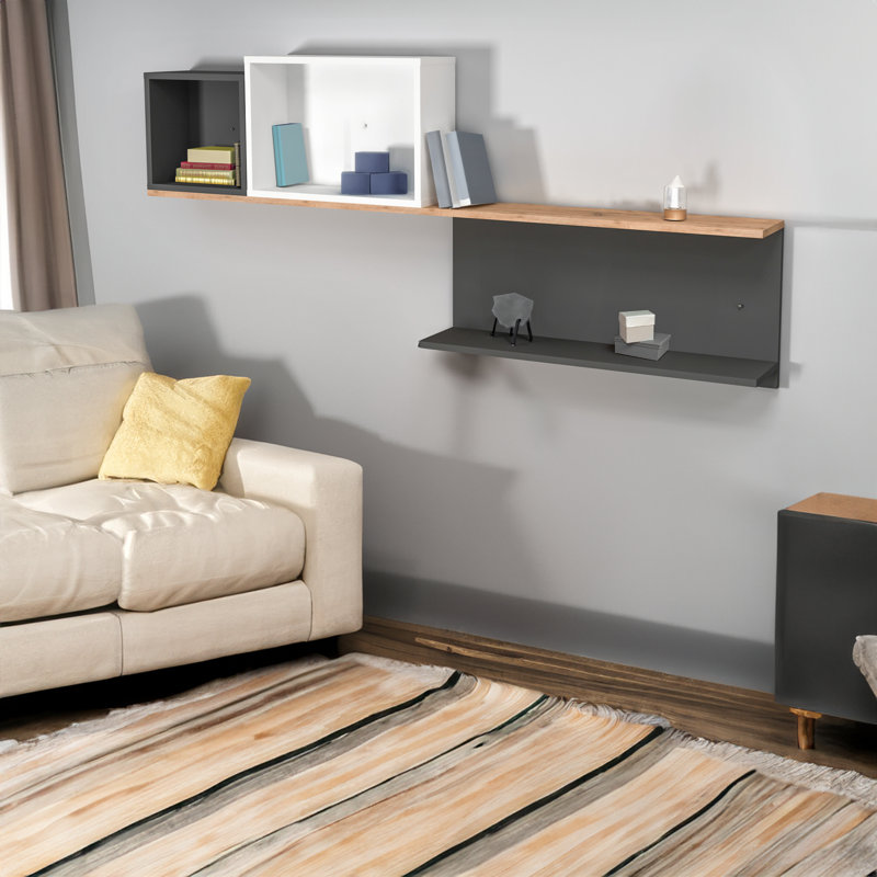 Floating Shelf, White/Black