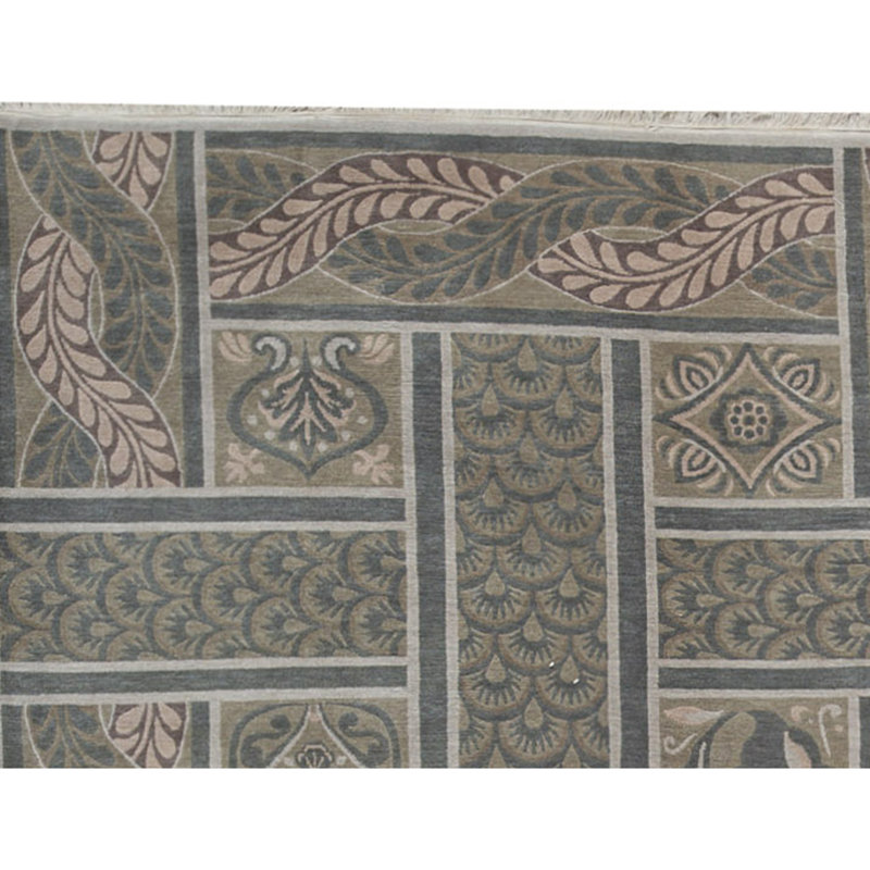 Hand-Knotted High-Quality Green Area Rug