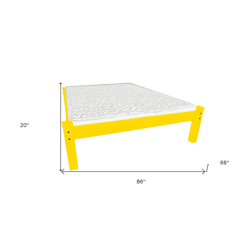 Canary Yellow Solid Wood Queen Bed Frame