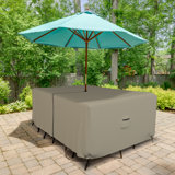Covers & all Outdoor Rectangle Dining Table & Chair Set Cover, 1000D PVC-Coated Heavy Duty Waterproof, UV & Tear-Resistant Patio Furniture Cover with Umbrella Hole, Air Vents & Drawstrings