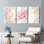 Fleurs de cerisier à motif floral sur toile tendue, ensemble de 3 reproductions de peintures à l'huile pour salon