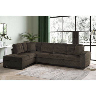 Mulrey 109.5" Modern & Contemporary Microfiber 2-Piece Sectional Sofa with Flexible Reversible Chaise Configuration, Premium High-Density Foam over Pocket Coils Comfort