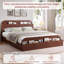 Lit plateforme double en bois avec tête et pied de lit avec rangement, finition espresso-772394411-772394405
