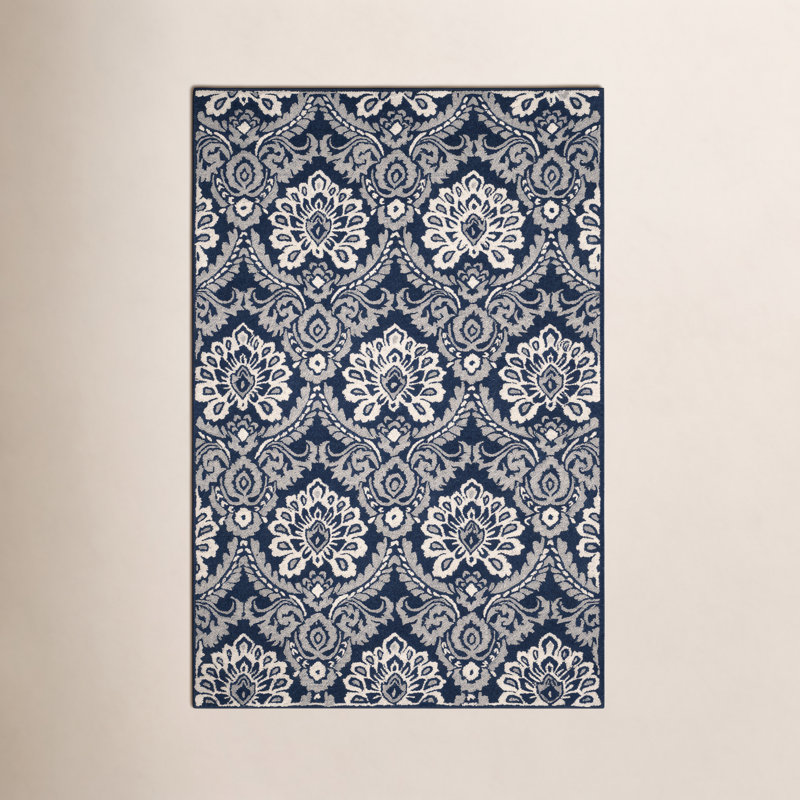 Tansy Wool Damask Indoor Rug, Rectangle 4' x 6'