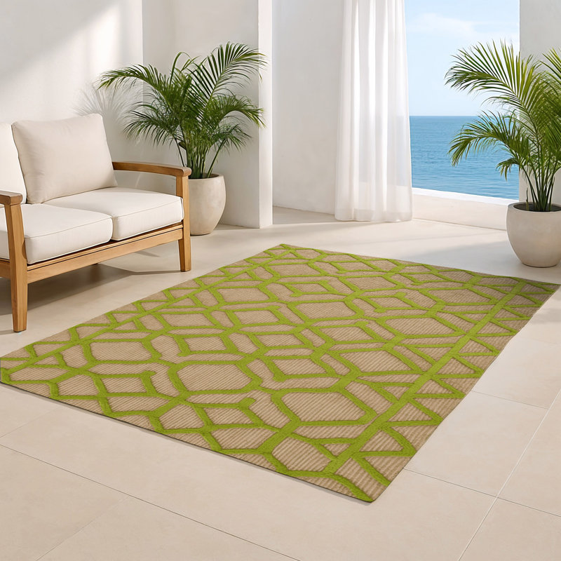 Tapis intérieur et extérieur beige Trellis, Rectangle 5 pi x 7 pi
