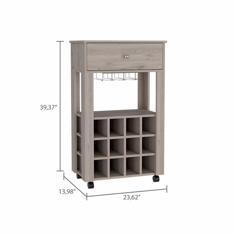 1-Drawer 12-Bottle Wine Cabinet, Gray