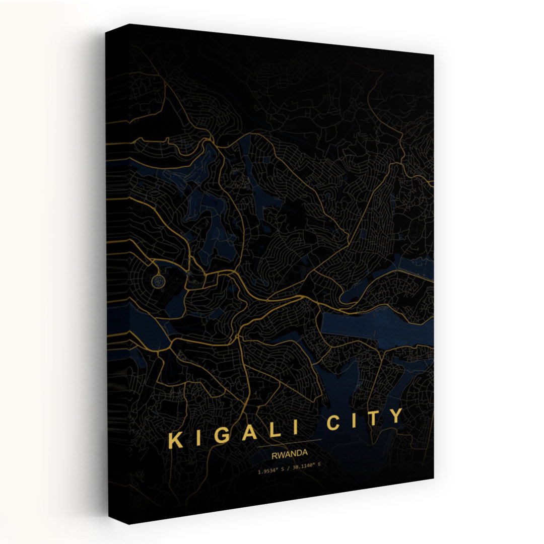 Kigali City Map Abstract Minimalist Modern City Wall Art Print