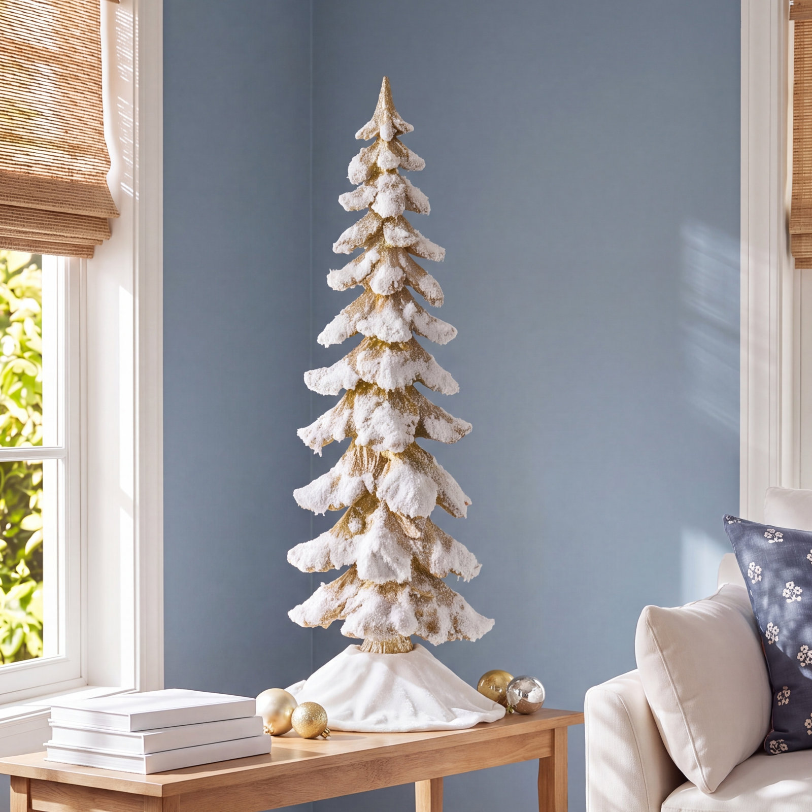 Resin Tabletop Christmas Tree, 34.5" H x 10.5" W x 7.75" D, Gold
