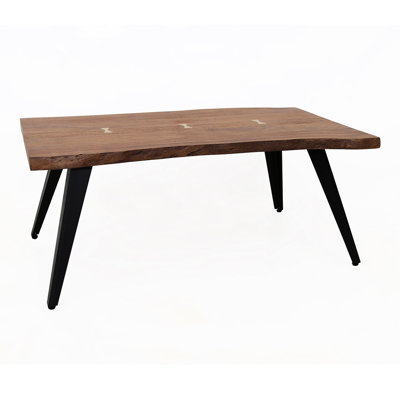 Table de salon 47 x 23,5 x 17,5 po, style 95% bois, avec pieds en bois et en métal, aspect moderne