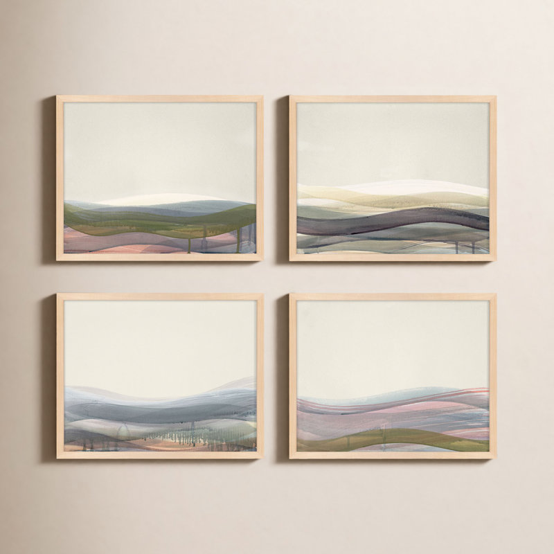 “Preliminary, Set Of 4" By Beth James - Framed Wall Art, Maple Framed, 20" W x 16" H