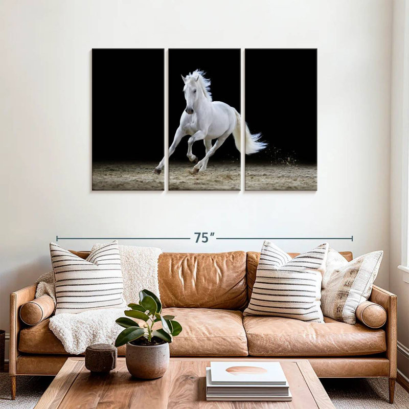 Brampt Galloping White Stallion, 36" H x 57" W