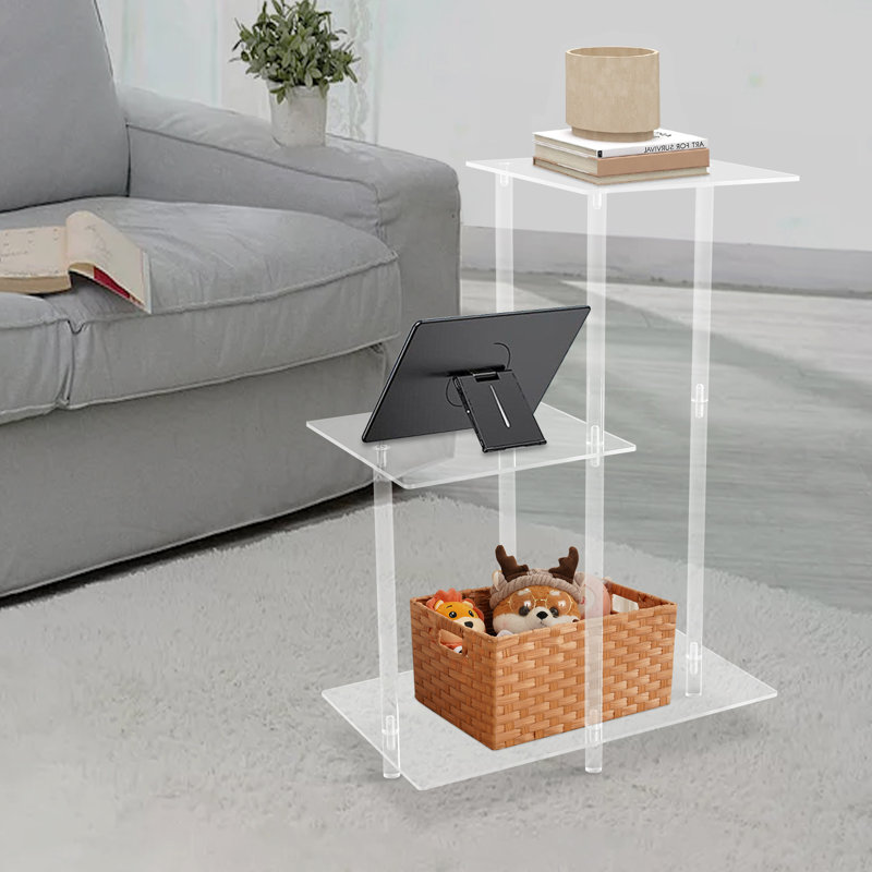 Table de bout moderne à 3 niveaux, table de bout étroite pour le salon et la chambre à coucher