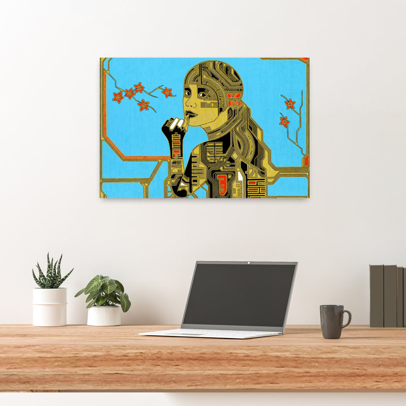 Art contemporain fleur contemporaine, H 16 po x l 24 po