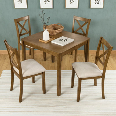 Five Piece Square Dining Table Set with Four Upholstered Chairs