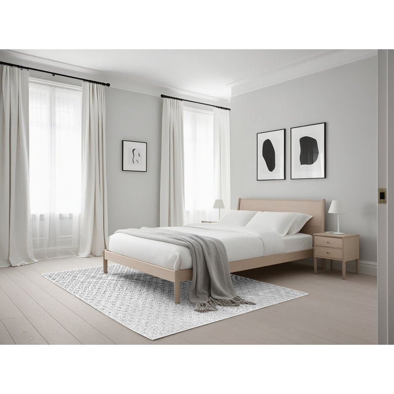 Geometric Gray Area Rug, Rectangle 5' x 7'