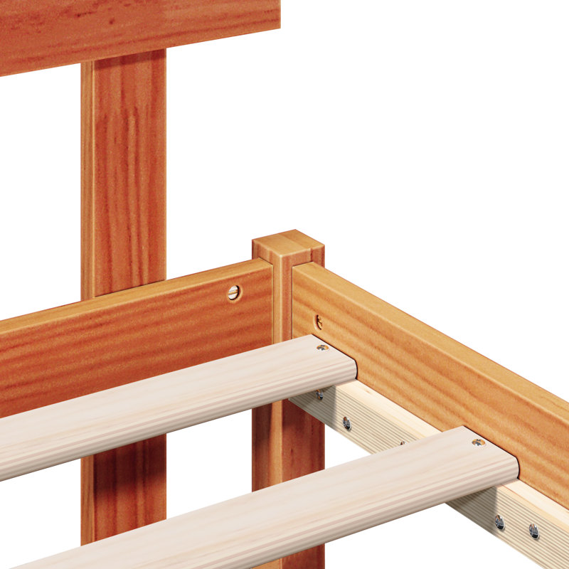 Solid Wood Bed, Wax Brown, European Single (90 x 200 cm)