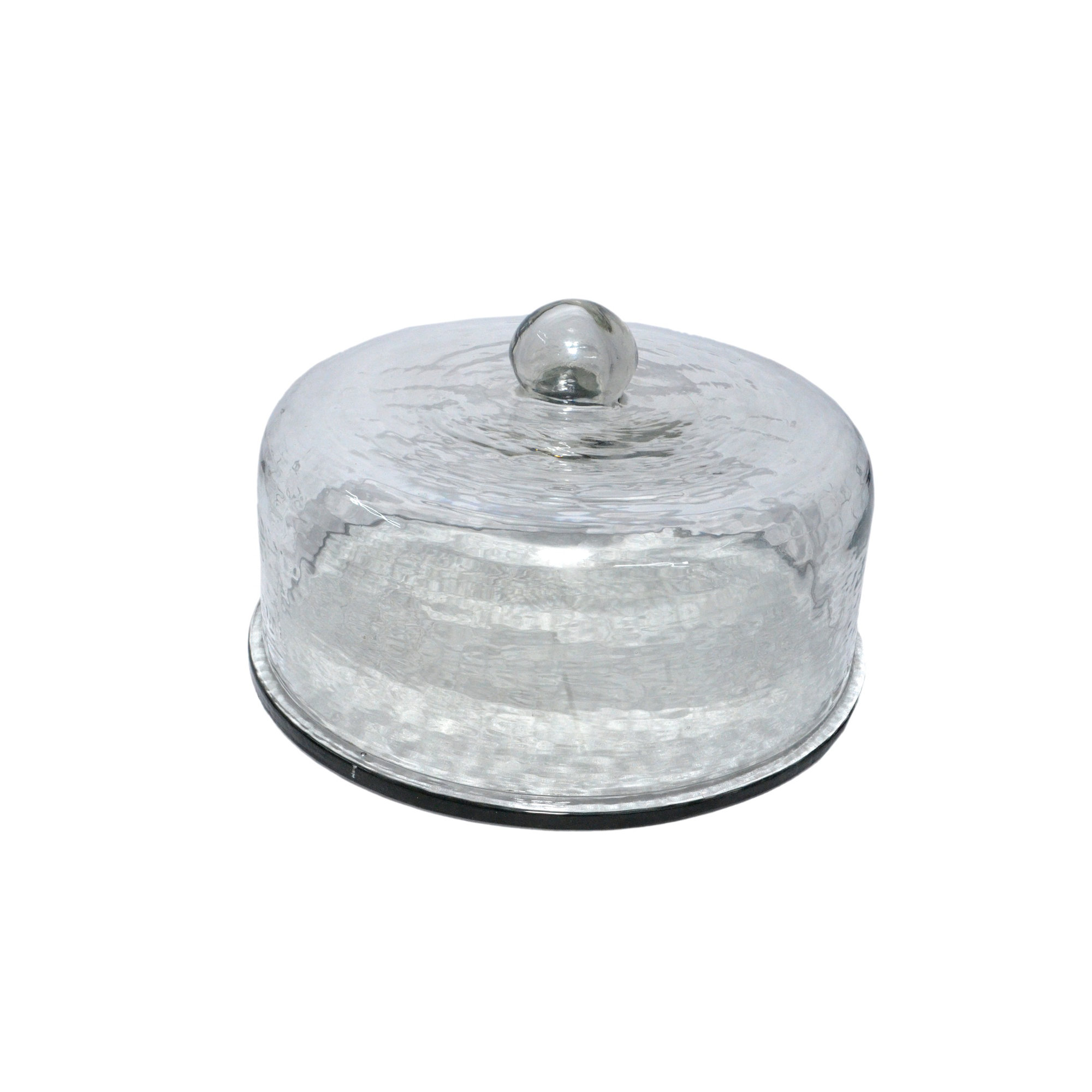 Cake Recycled Glass Dome W/Plate, 6.5" x 11.25" x 11.25", Light Green