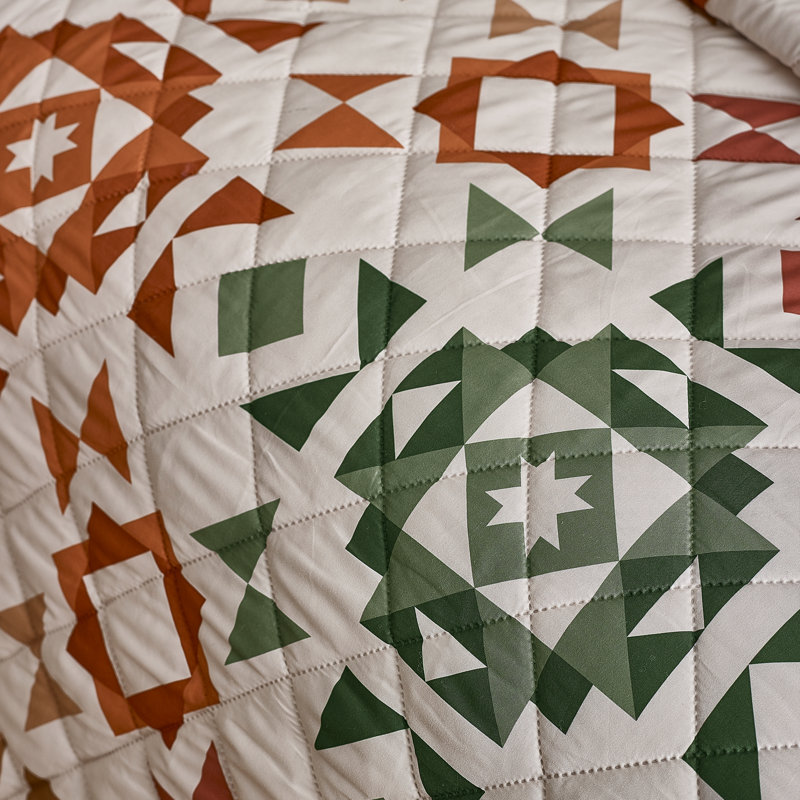 Autumn Patchwork Geo Quilted Bedspread