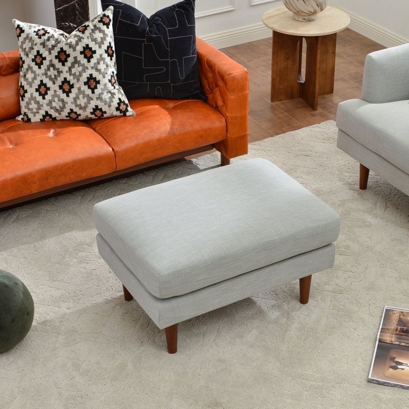 Miller Upholstered Ottoman, Light Gray, 19" H x 32" W x 23" D