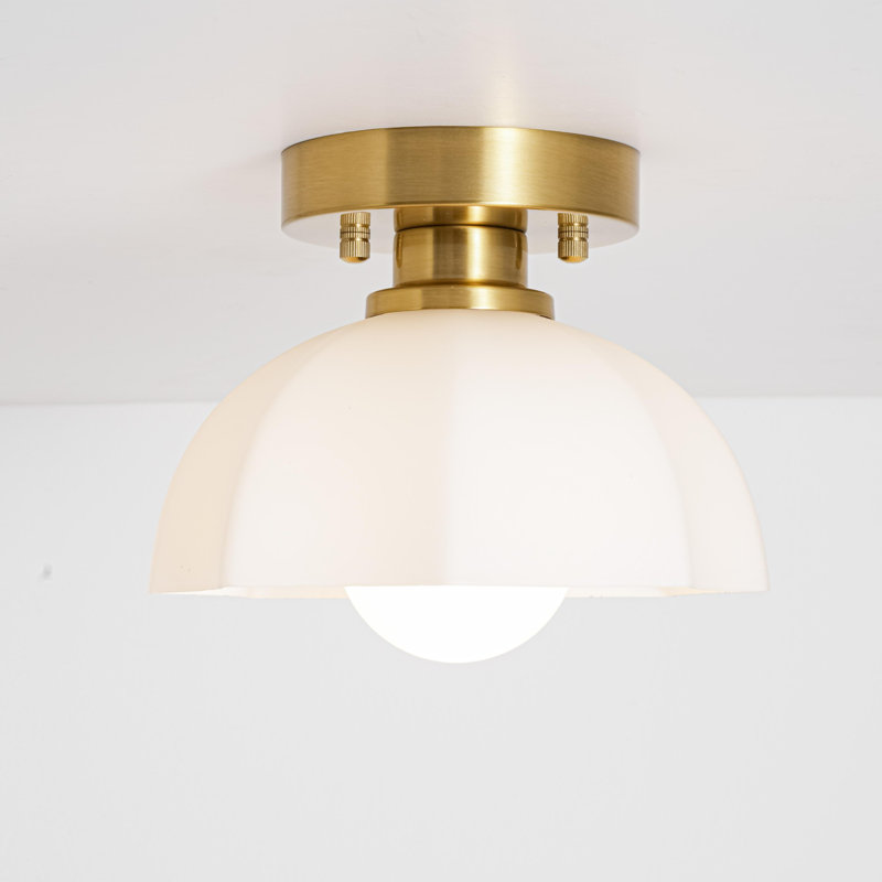 Plafonnier semi-encastré blanc moderne 1 lumière avec abat-jour cloche
