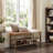 Upholstered Storage Bench with 2-Tier Shoe Rack-2009229107