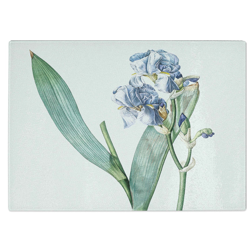 Tempered Glass Dalmatian Iris Flower Chopping Board, 39 cm W x 28.5 cm L