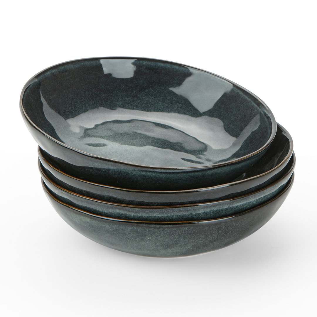 4-Piece Stoneware Pasta Bowl Set- Service For 4