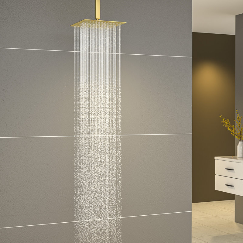 16-Inch Square Rain Showerhead Stainless Steel Large Ultra Thin Showerhead Only, Brushed Gold