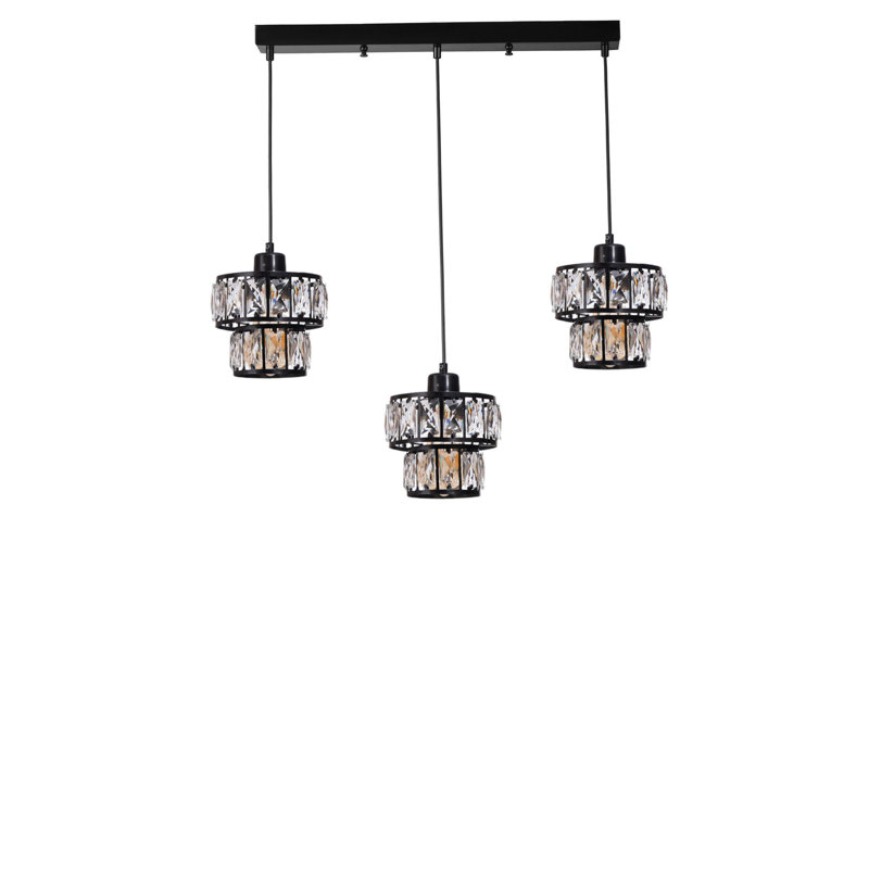 Lustre, 3 niveaux, Noir, Trois lumières