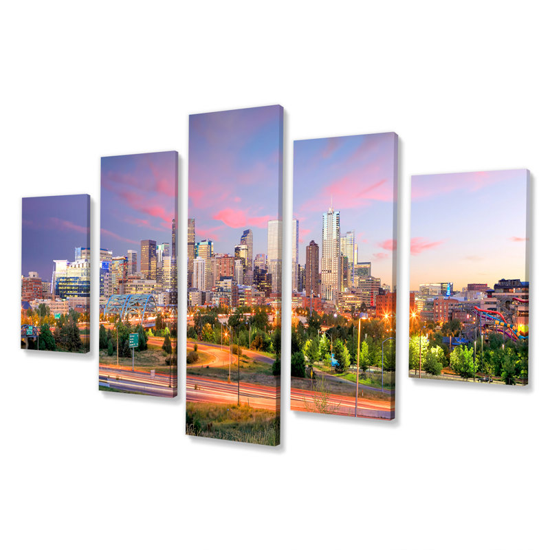 Panorama de l'horizon de Denver - décor mural paysages - 5 panneaux