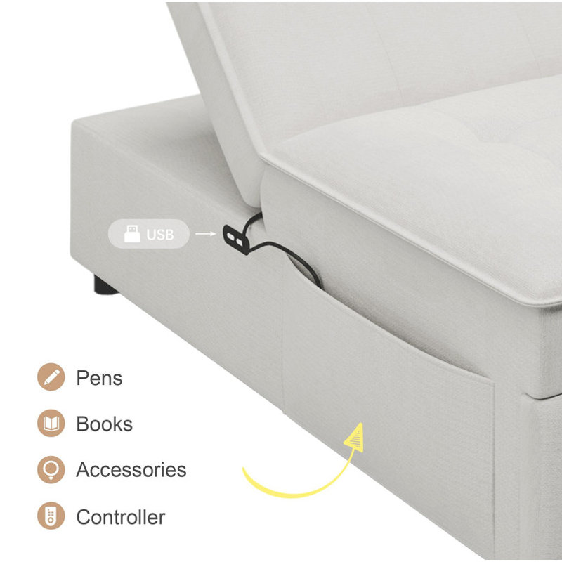 4-in-1 Convertible Sofa Bed Transforms into a Chair Bed and Multi - Function Folding Ottoman Bed.